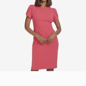 Andrew Marc Pink Tulip Sleeves Midi Dress NWT Size 14